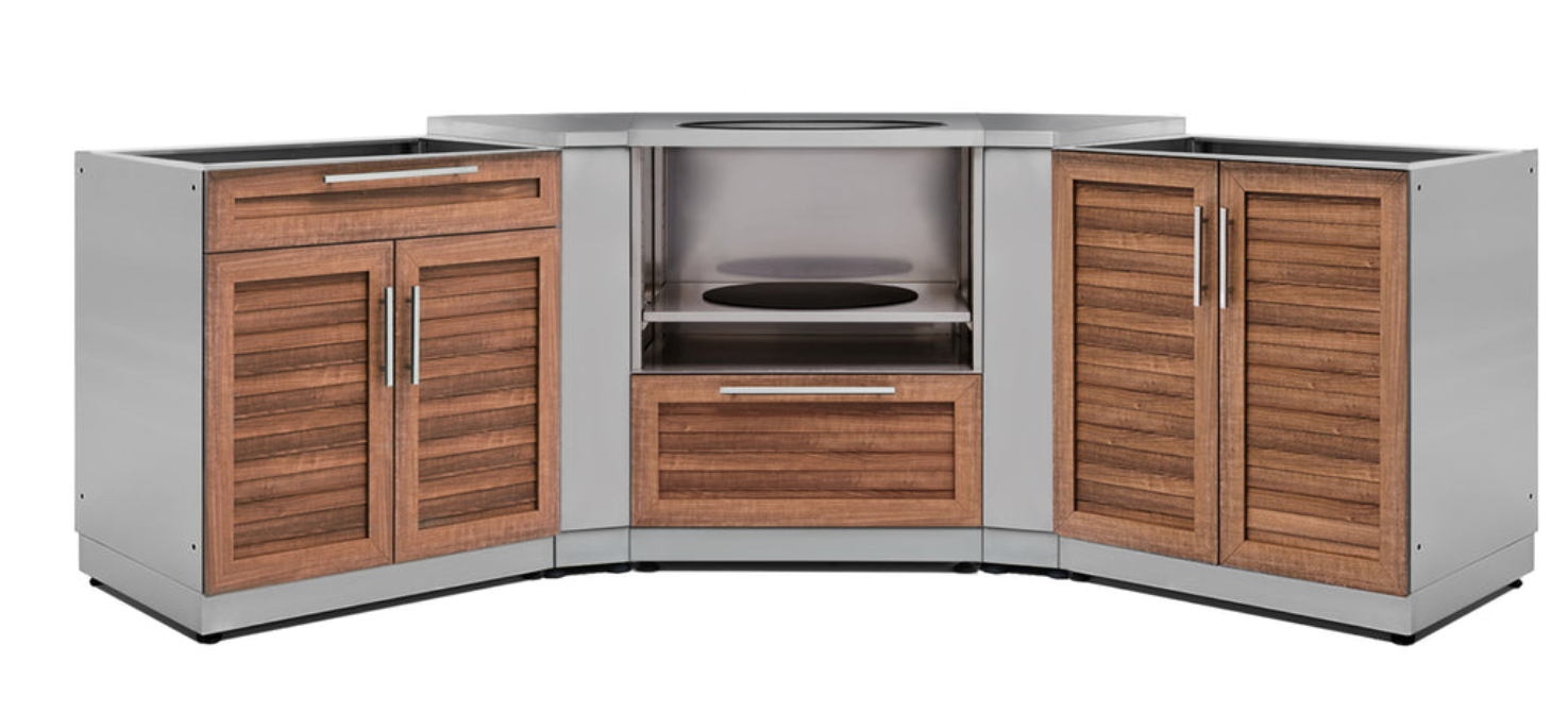 Outdoor Kitchen Grove Stainless Steel 6 Piece Cabinet Set with 2-Door, Bar, Corner and Kamado Cabinet