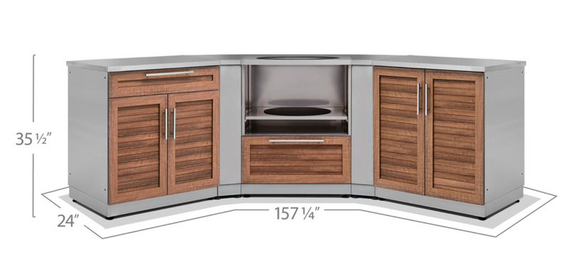 Outdoor Kitchen Grove Stainless Steel 6 Piece Cabinet Set with 2-Door, Bar, Corner and Kamado Cabinet