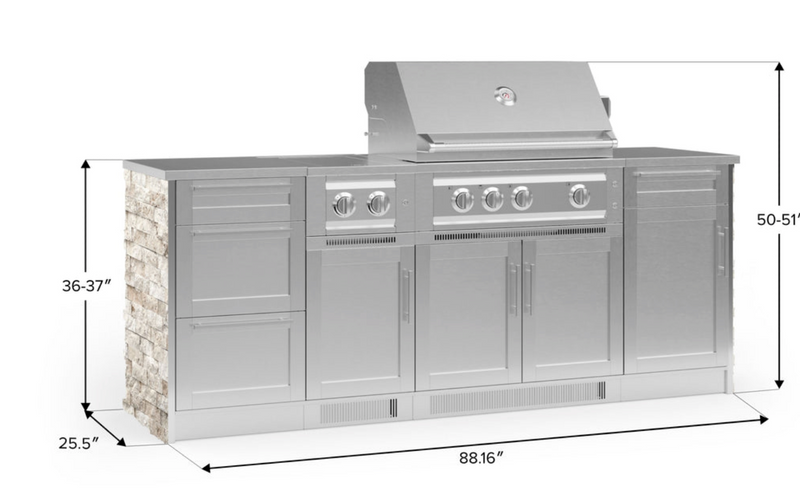 Outdoor Kitchen Signature Series 8 Piece Cabinet Set with Grill, 3 Drawer, 1 Door and Dual Side Burner