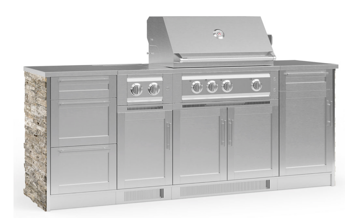 Outdoor Kitchen Signature Series 8 Piece Cabinet Set with Grill, 3 Drawer, 1 Door and Dual Side Burner