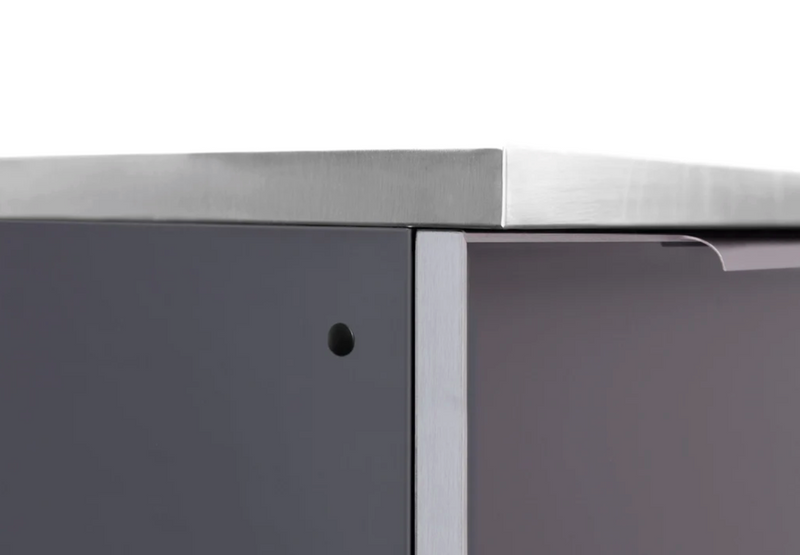 Outdoor Kitchen Aluminum 5 Piece Cabinet Set With 3 Drawer, Bar, Grill Cabinet, Performance Grill and Countertop