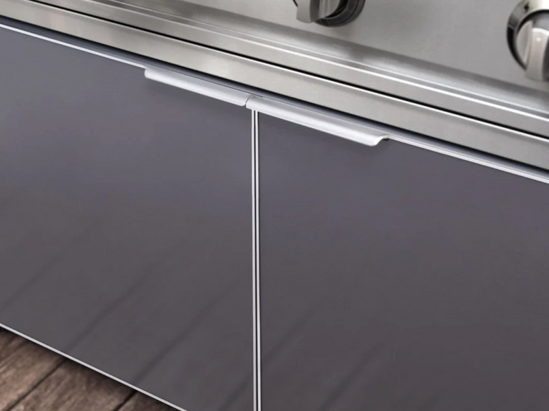 Outdoor Kitchen Aluminum 5 Piece Cabinet Set With 3 Drawer, Bar, Grill Cabinet, Performance Grill and Countertop