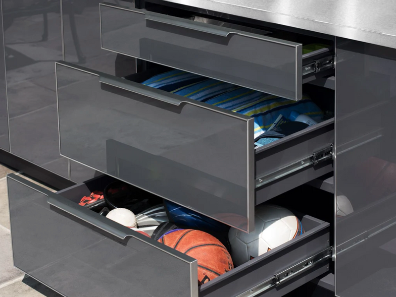 Outdoor Kitchen Aluminum 6 Piece Cabinet Set with 2-Door, Bar, Grill and Corner Cabinets + 33in Grill