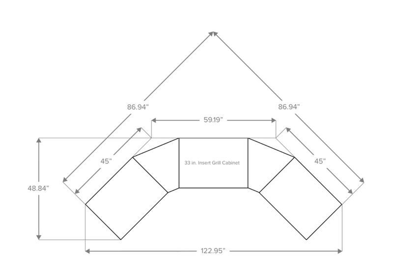 Outdoor Kitchen Aluminum 6 Piece Cabinet Set with 2-Door, Bar, Grill and Corner Cabinets + 33in Grill