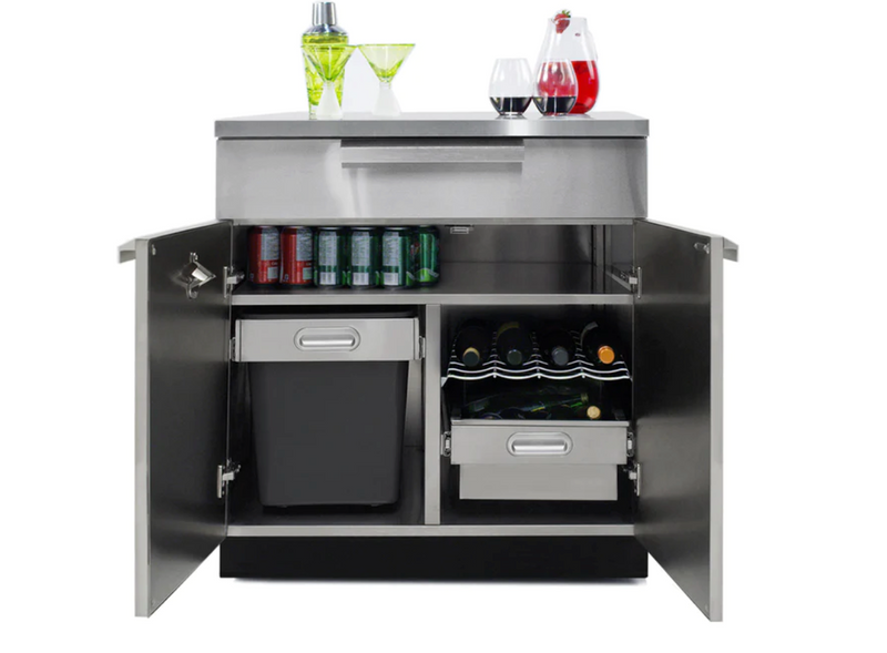 Outdoor Kitchen Stainless Steel 4 Piece Cabinet Set with Bar, Sink and Kamado Cabinet + Kamado