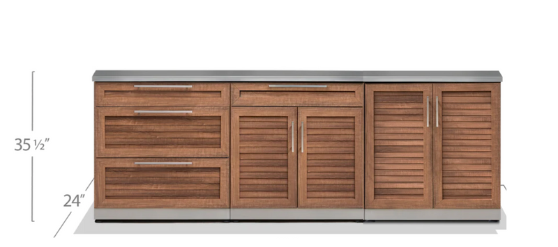 Outdoor Kitchen Grove 3 Piece Cabinet Set + Countertop