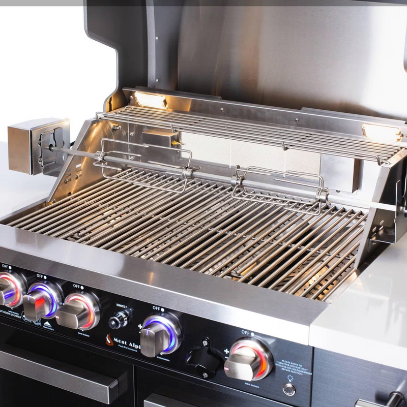 Mont Alpi 957 Propane Island W/ Compact Refrigerator, Infrared Rear Burner & Rotisserie Kit - MA-957FC