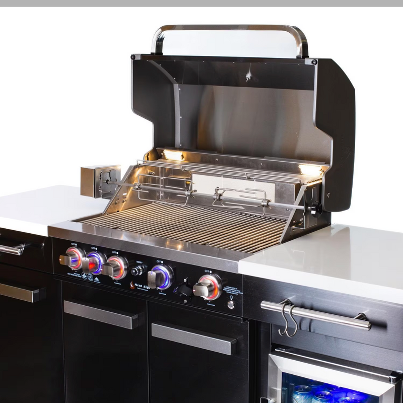 Mont Alpi 957 Propane Island W/ Compact Refrigerator, Infrared Rear Burner & Rotisserie Kit - MA-957FC