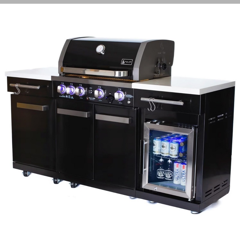 Mont Alpi 957 Propane Island W/ Compact Refrigerator, Infrared Rear Burner & Rotisserie Kit - MA-957FC