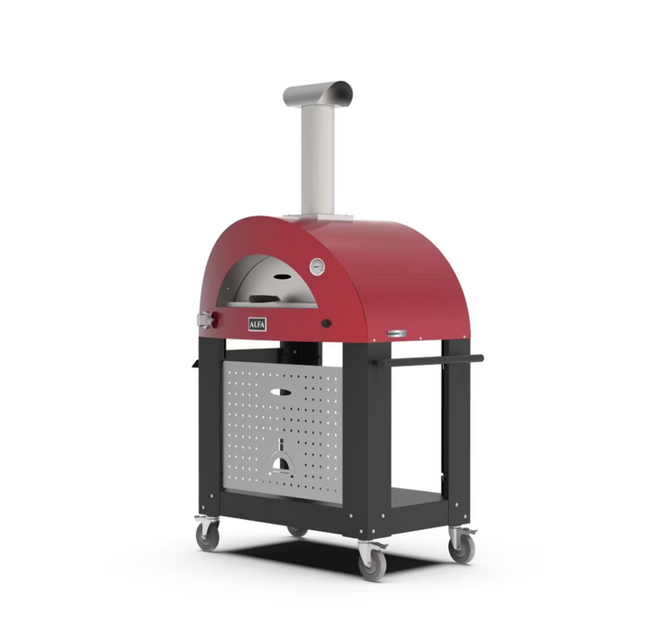 Alfa Moderno 2 Pizze Propane Pizza Oven W/ Natural Gas Conversion Kit and Oven Base - Antique Red - FXMD-2P-GROA-U