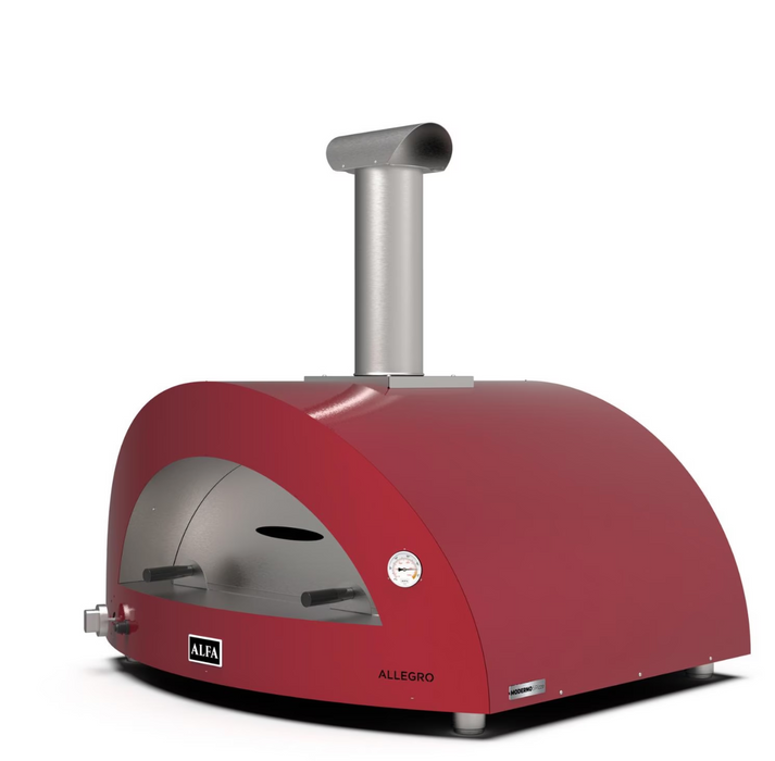 Alfa Moderno 5 Pizze Propane Pizza Oven W/ Natural Gas Conversion Kit and Oven Base - Antique Red - FXMD-5P-MROA-U