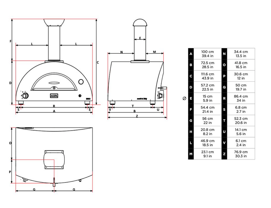 Copy of Alfa FXBRIO-NER Brio 27-Inch Dual Fuel Pizza Oven on Cart - Fire Yellow - FXBRIO-GGIA-U + BF-BRIO-NER