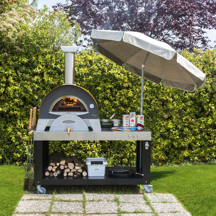 Alfa FXCM-Counter Ciao M 27-Inch Countertop Wood-Fired Pizza Oven - Silver Gray - FXCM-LGRI-T-V2
