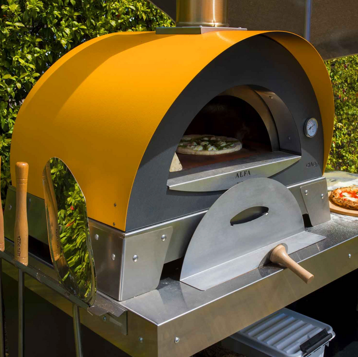 Alfa FXCM Ciao M 27-Inch Wood-Fired Pizza Oven on Leg Kit - Yellow - FXCM-LGIA-T-V2 + BF-CIAOM