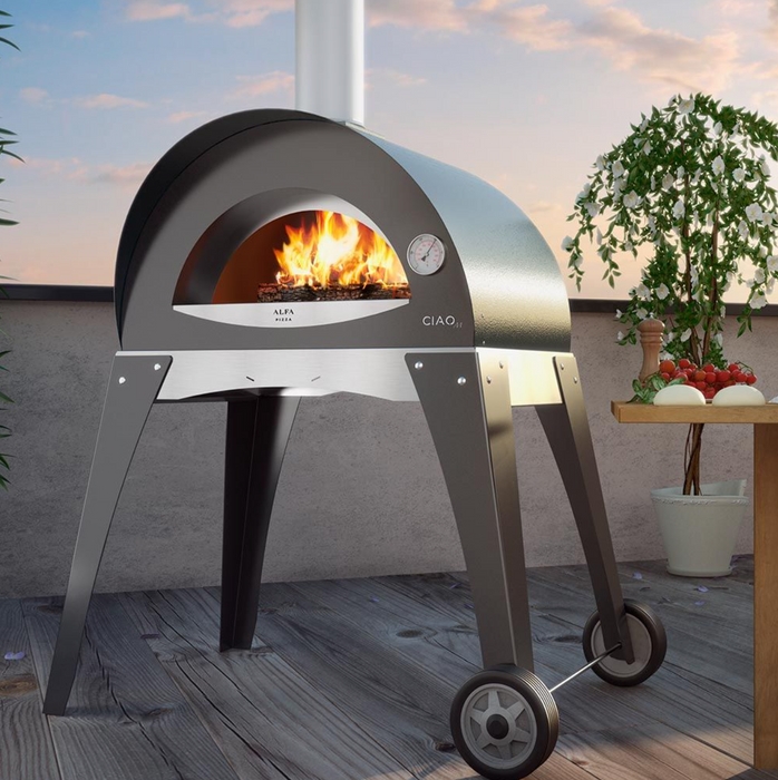 Alfa FXCM Ciao M 27-Inch Wood-Fired Pizza Oven on Leg Kit - Silver Gray - FXCM-LGRI-T-V2