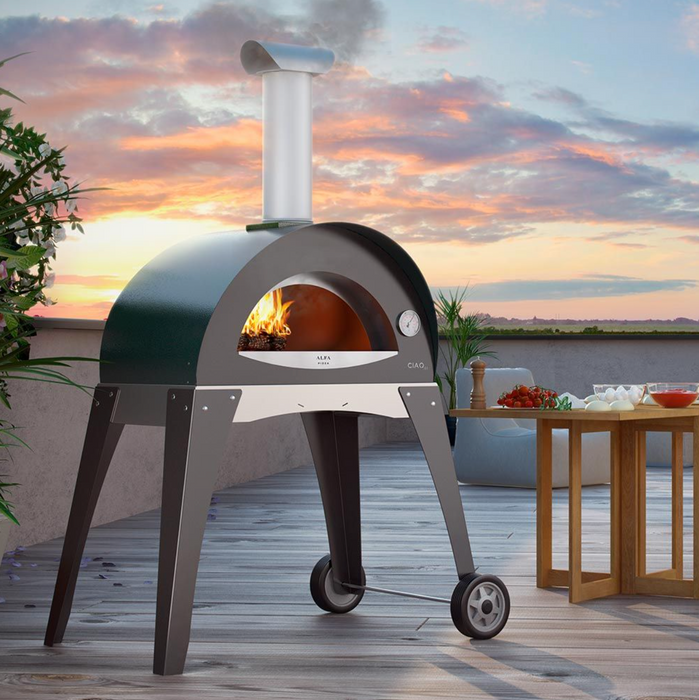 Alfa FXCM Ciao M 27-Inch Wood-Fired Pizza Oven on Leg Kit - Silver Gray - FXCM-LGRI-T-V2