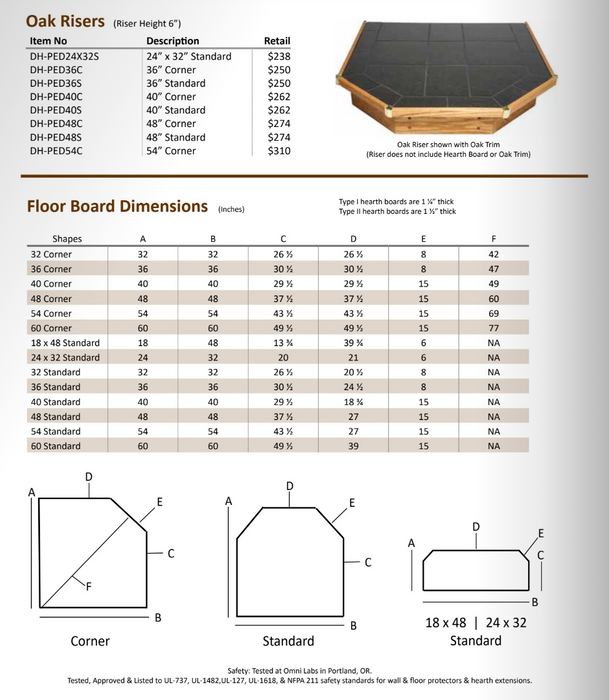 Diamond Hearths Standard Or Corner Hearth Pad -Traditional Edge- Type I-Snow Quartzite