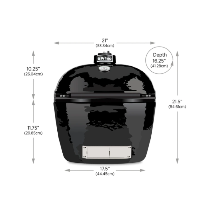 Primo CJRC Junior Oval Ceramic Charcoal All-In-One Kamado Grill Head on Wheeled Cradle