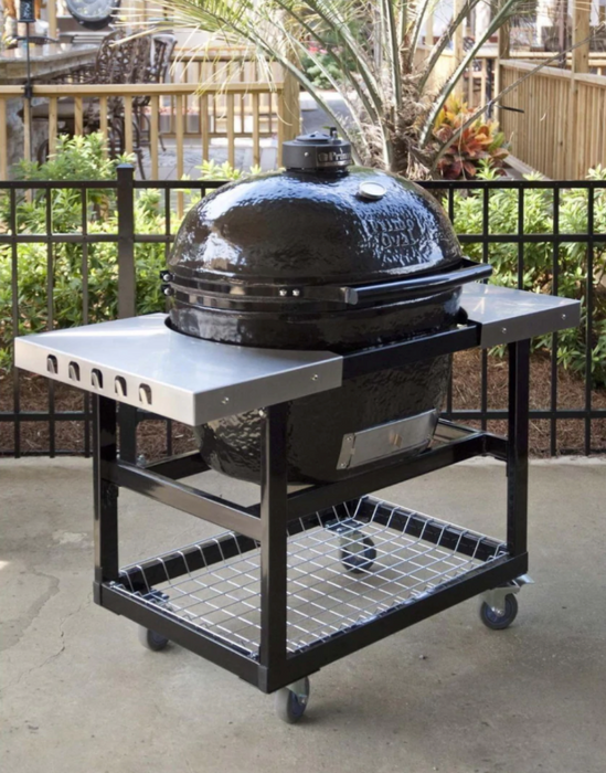 Primo LG300 Oval Ceramic BBQ Cart Model with Stainless Steel Side Shelves