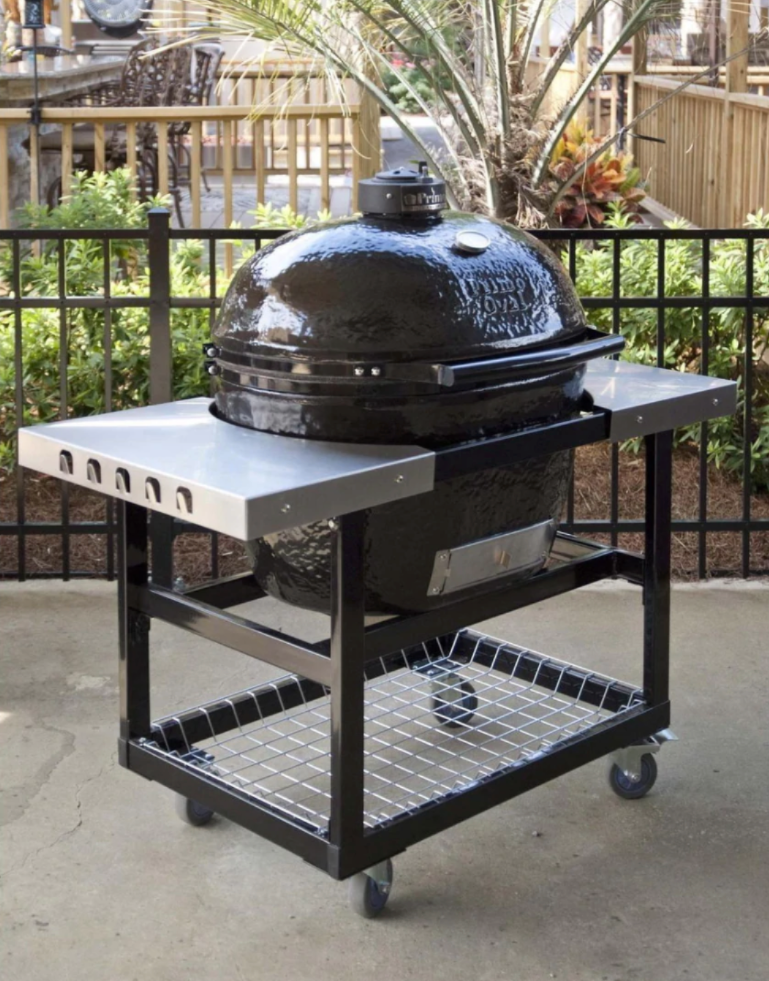 Primo XL400 Oval Ceramic BBQ Cart Model Stainless Steel Side Shelves