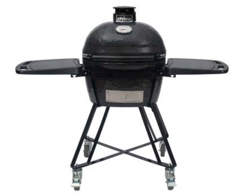 Primo CJRC Junior Oval Ceramic Charcoal All-In-One Kamado Grill Head on Wheeled Cradle