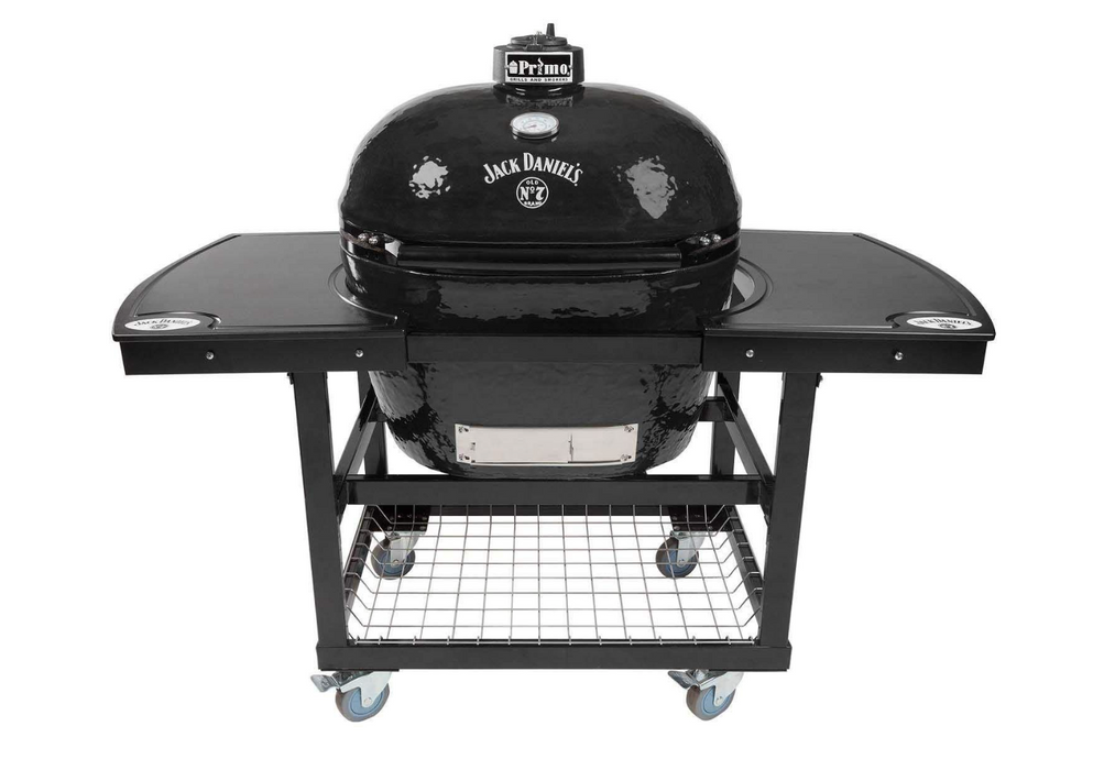 Primo CXLHJ Jack Daniel's Edition Extra Large Oval Ceramic Charcoal Kamado Grill on Cart