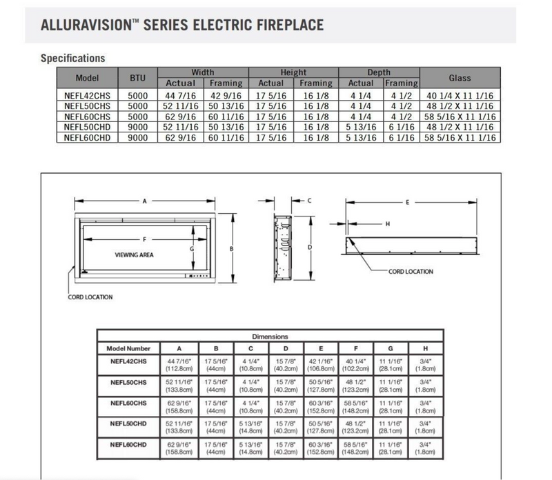 Napoleon NEFL74CHD-1 Alluravision Deep Depth Linear Electric Fireplace