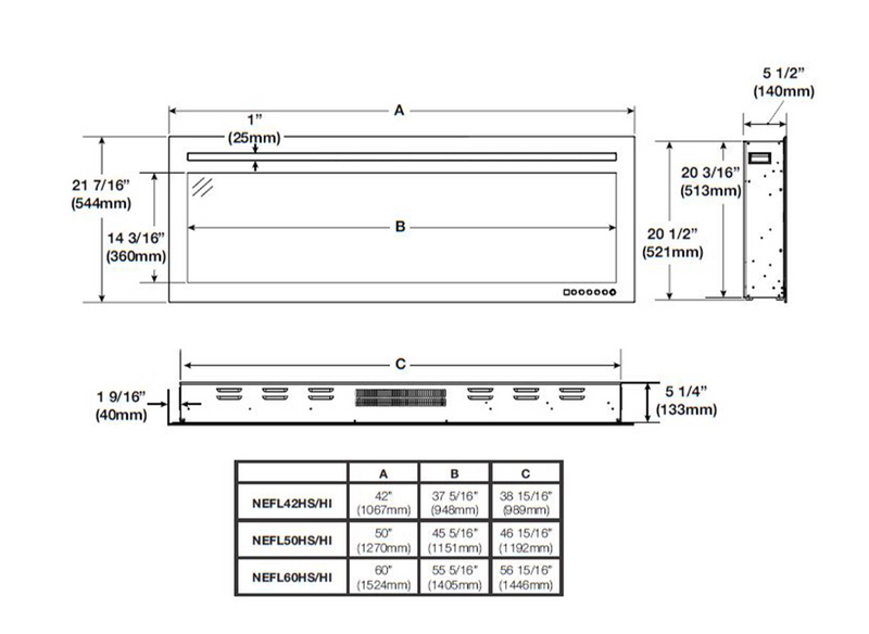 Napoleon NEFL42HI Purview Series Linear Wall Mount Electric Fireplace 42"