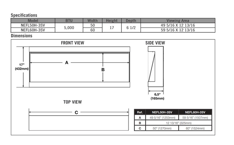 Napoleon NEFL60H-3SV Trivista Pictura 3-Sided Electric Fireplace 60"