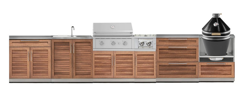 Outdoor Kitchen 8-piece Grove Stainless Steel with Drop-In Stainless Steel Platinum Grill