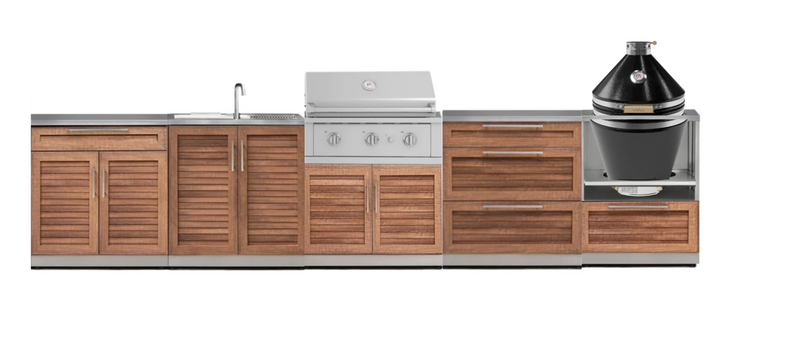 Outdoor Kitchen 7-piece Grove Stainless Steel with Drop-In Stainless Steel Platinum Grill