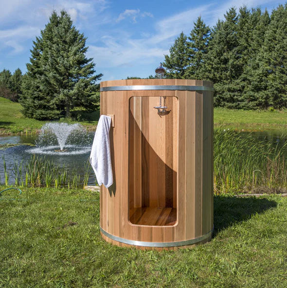 Rainbow Barrel Outdoor Shower - Knotty Red Cedar