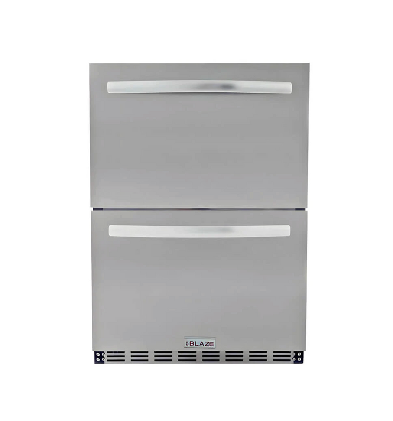 EZ Finish Systems 10 Ft Ready-To-Finish Outdoor Grill Island with Blaze Premium LTE 32-Inch Grill, Power Burner, Combo, Double Drawer, & 2-Drawer Refrigerator