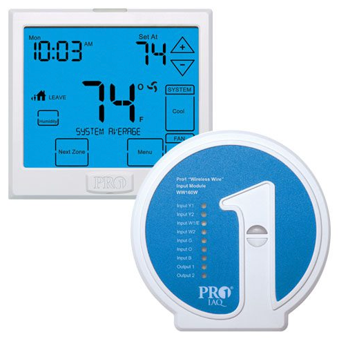 PROGRAMMABLE THERMOSTATS / PRO1 IAQ T955WH WIRELESS TOUCHSCREEN PROGRAMMABLE THERMOSTAT, 3H/2C