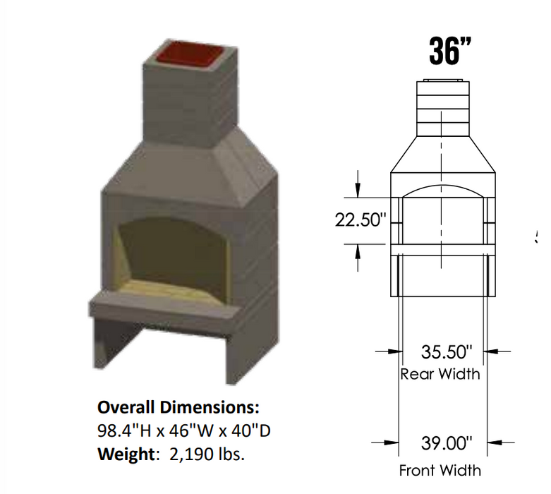 Stone Age Manufacturing 36" Standard Fireplace Kit