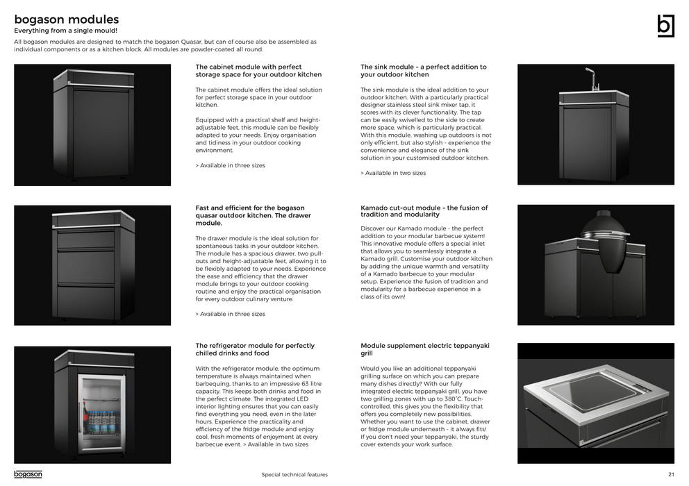 Bogason Quasar Outdoor kitchen & Electric Teppanyaki Grill - White