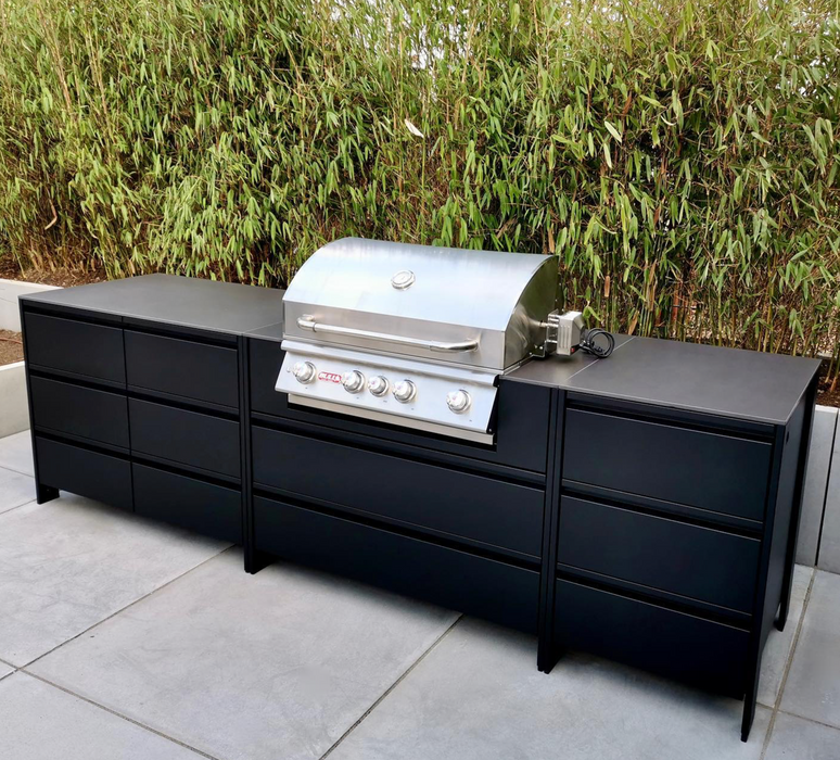 Belmento Bull Angus Black Outdoor Kitchen 110" With the Black Dekton worktop