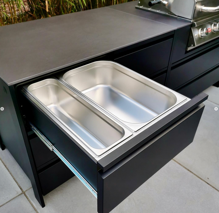 Belmento Bull Angus Black Outdoor Kitchen 110" With the Black Dekton worktop