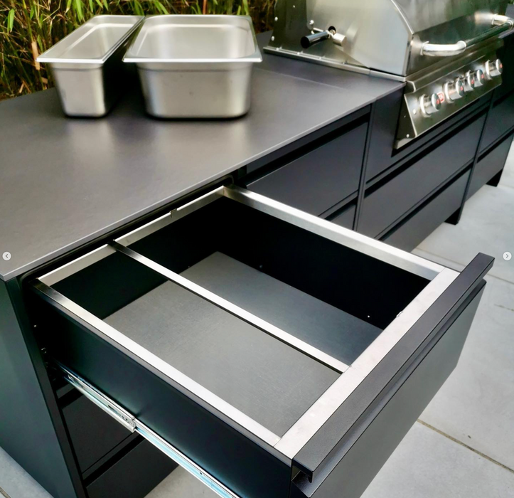 Belmento Bull Angus Black Outdoor Kitchen 110" With the Black Dekton worktop