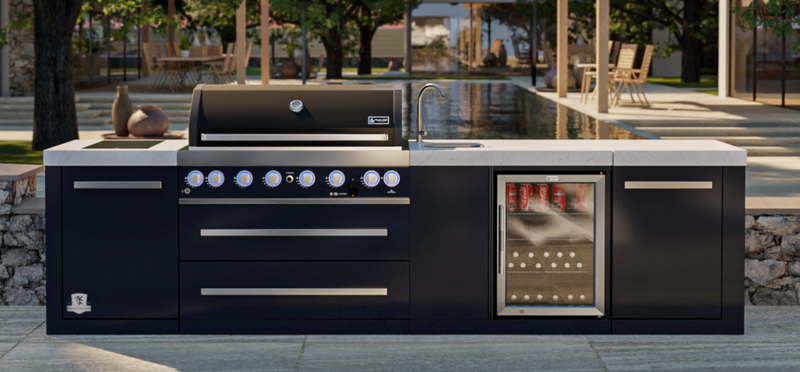 Mont Alpi 805 Black Stainless Steel Island with Beverage Center MAi805-BSSBEV - 132''