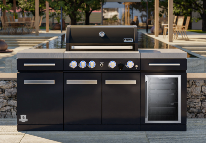 Mont Alpi 957 Propane Island W/ Compact Refrigerator, Infrared Rear Burner & Rotisserie Kit - MA-957FC