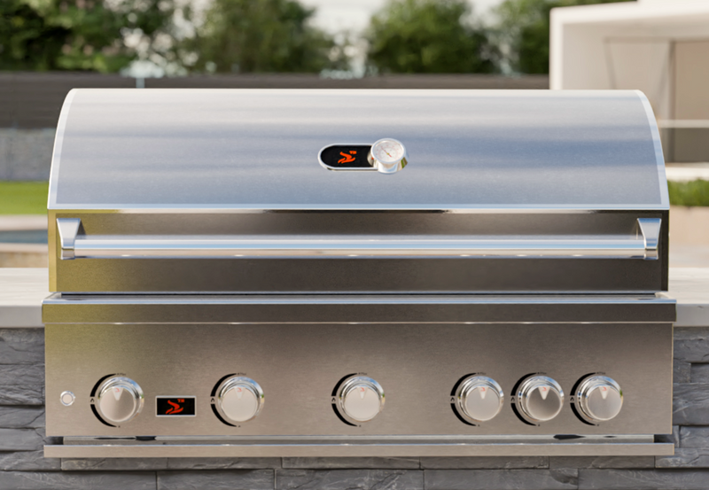 Whistler 42-Inch 5-Burner Built-In Gas Grill With Rear Infrared Burner, Grill Lights, Rotisserie Kit & Cover