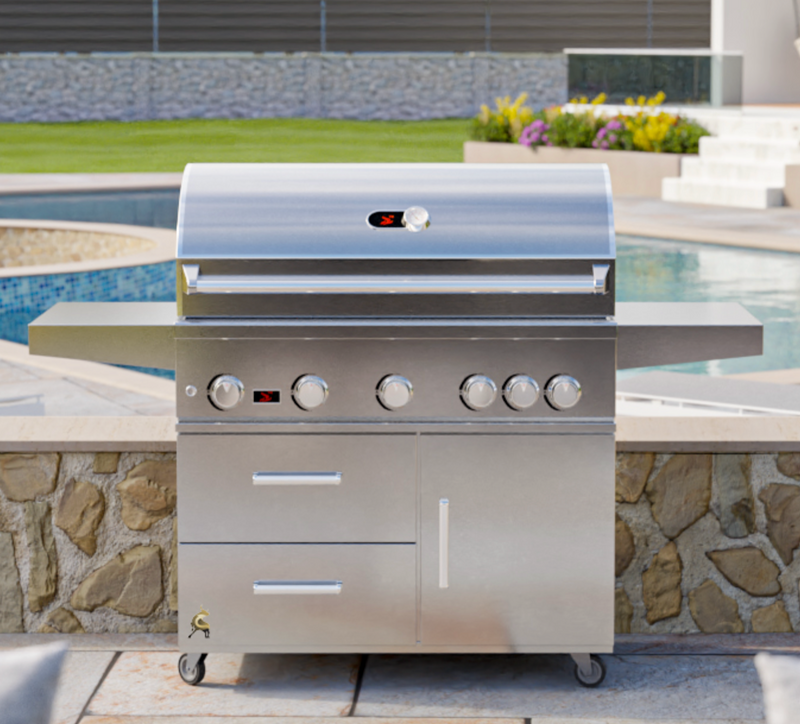 Whistler 42-Inch 5-Burner Gas Grill With Rear Infrared Burner, Grill Lights, Rotisserie Kit & Cover