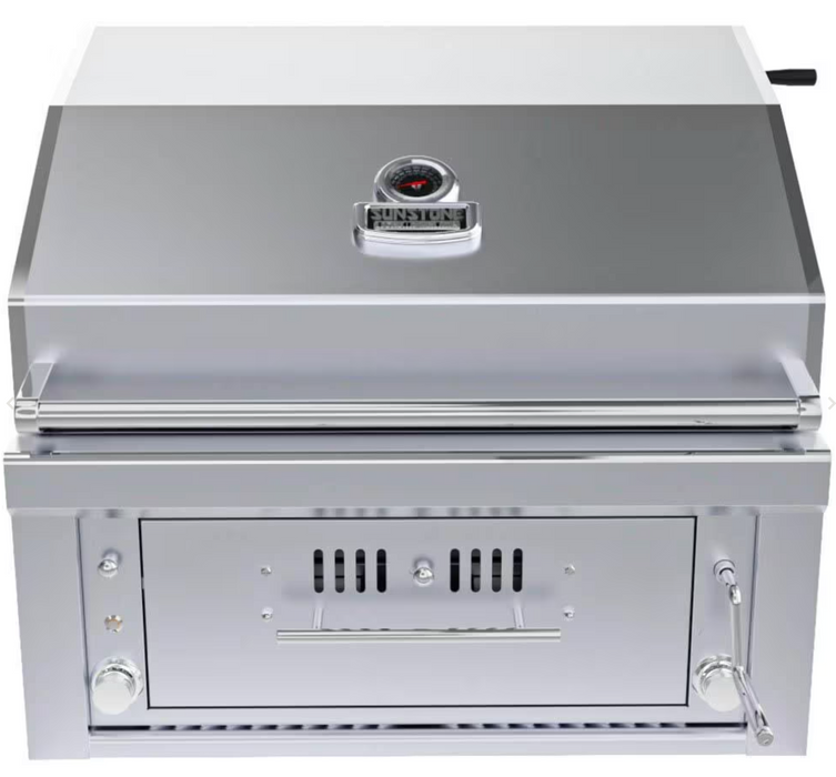 Sunstone Series 30 Inch Gas Burners Hybrid Single Zone Charcoal/Wood Burning W/Infrared Burner Grill - SUNCHSZ30IR