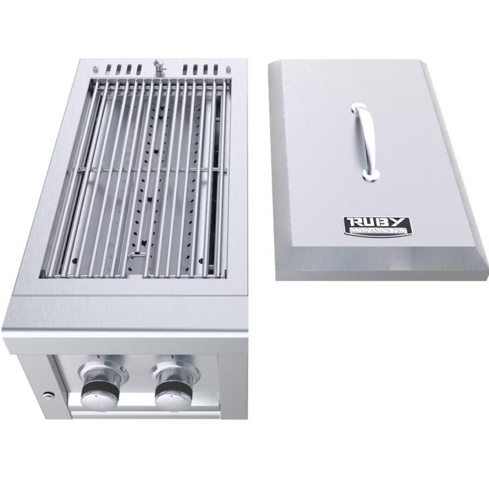 Sunstone Ruby Series 13 Inch Companion Pro Burner W/Cooking Grates, Flavorizer Rack, LED Accent Light, & Companion PRO Hood