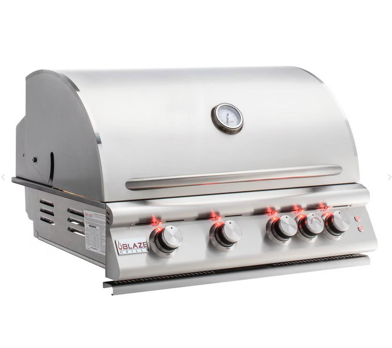 Blaze Premium LTE 32-Inch 4-Burner Built-In Gas Grill w/ Rear Infrared Burner & Grill Lights - BLZ-4LTE3