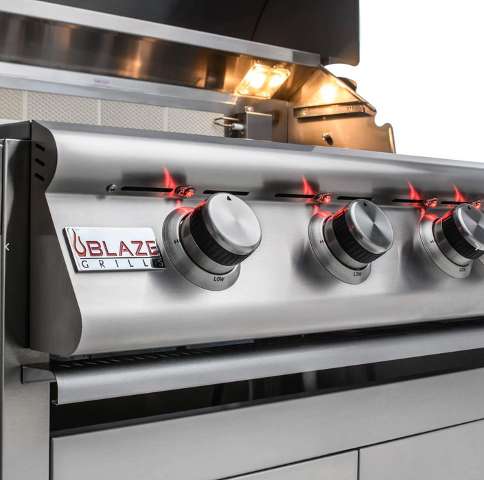 Blaze Premium LTE 32-Inch 4-Burner Built-In Gas Grill w/ Rear Infrared Burner & Grill Lights - BLZ-4LTE3