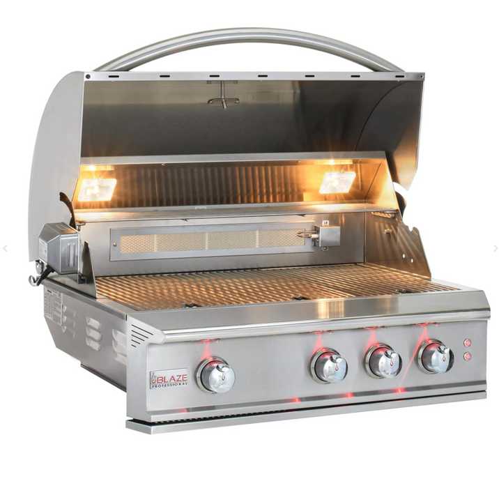 Blaze Professional LUX 34-Inch 3-Burner Built-In Gas Grill w/ Rear Infrared Burner - BLZ-3PRO