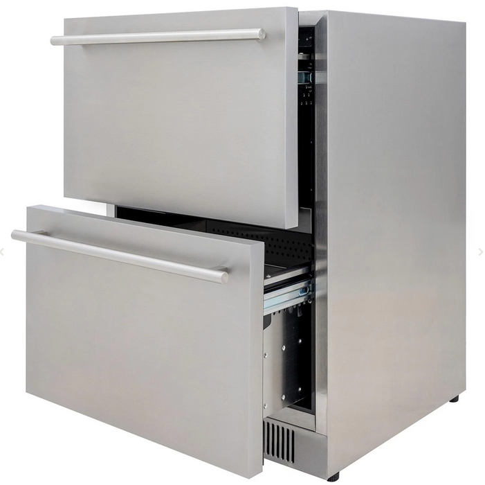 Blaze 23.5-Inch 5.1 Cu. Ft. Outdoor Rated Stainless Steel Double Drawer Refrigerator - BLZ-SSRF-DBDR5.1