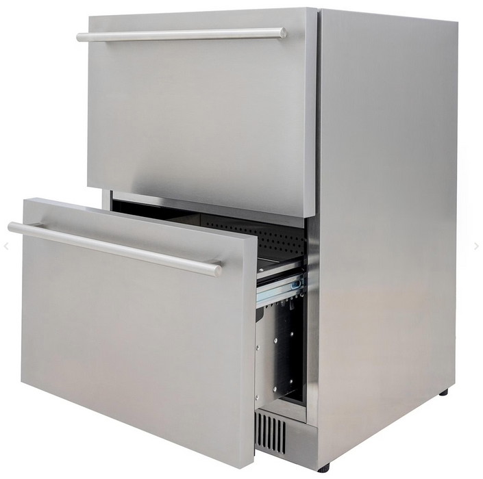 Blaze 23.5-Inch 5.1 Cu. Ft. Outdoor Rated Stainless Steel Double Drawer Refrigerator - BLZ-SSRF-DBDR5.1